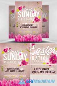 Easter Sunday Celebration Service Flyer Template