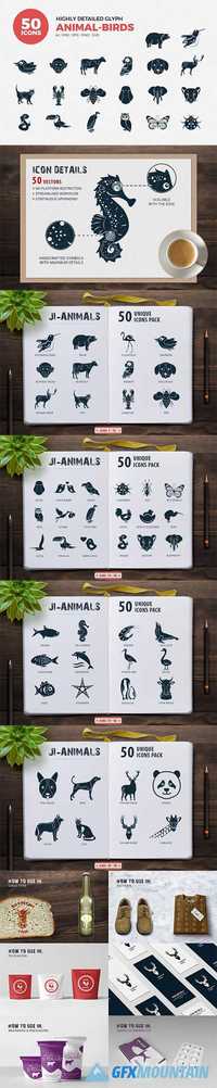  JI-Glyph Animals Icons Set  1320856 