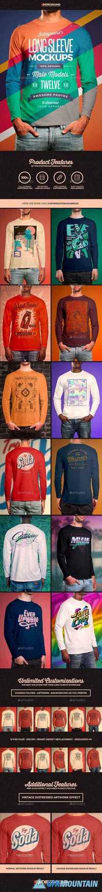 Men Long Sleeve T-Shirt Mockups 19758057