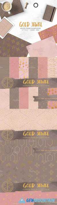 Gold jewel digital papers 1372183
