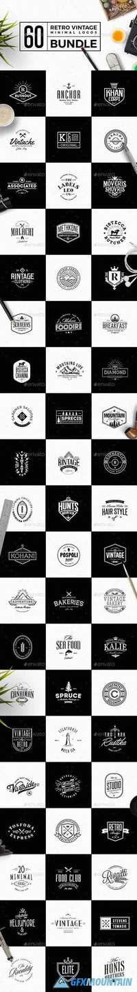 Graphicriver - 60 Vintage Minimal Logos Bundle 19373184