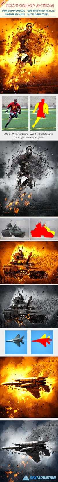 War Blast Scene Photoshop Action 19800177