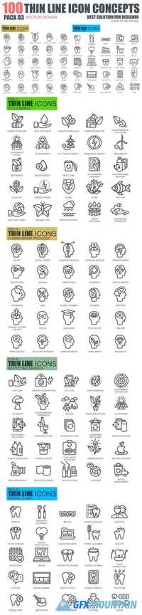 100 Thin Line Icons Concepts