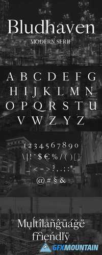 Bludhaven modern serif typeface