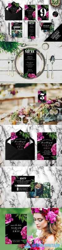 Pink Blooms Wedding Invitation Suite 1405994