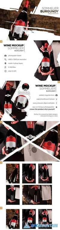 Sommelier Wine Mockup - Burgundy Red 1407506