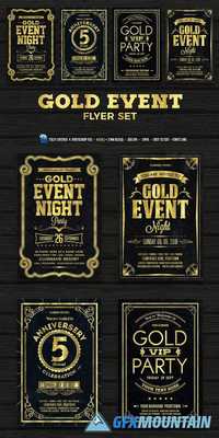 Gold Event Flyers Set 1449664