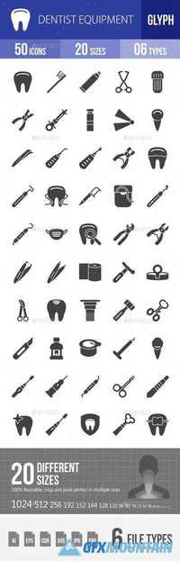 Dentist Equipment Glyph Icons 18081718
