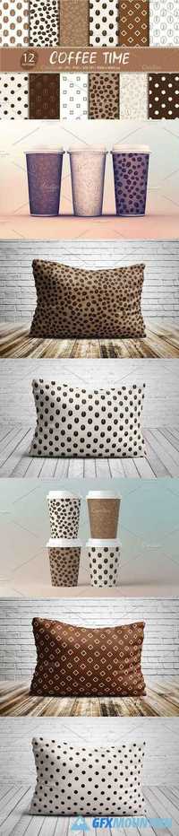 Coffee Set of 12 seamless patterns 1571598