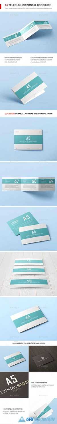 A5 Tri-Fold Horizontal Brochure Mock-up 20203545