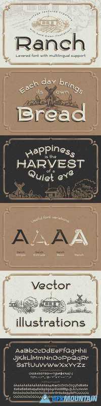Ranch vintage font & illustrations 1586568