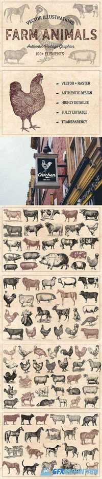 100 VINTAGE FARM ANIMALS (VECTOR) 1572409