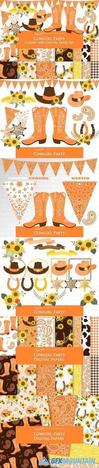 Cowgirl Party Clipart+Pattern 1398859