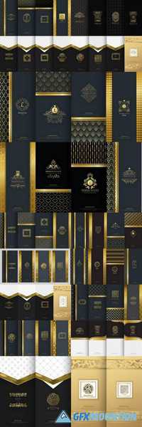 Collection of Design Elements, Labels, Icon, Frames for Packaging Design of Luxury Products