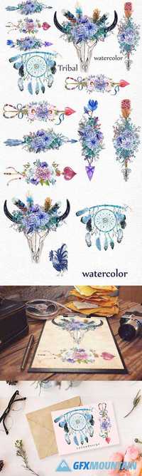 WATERCOLOR TRIBAL CLIPART 1632604