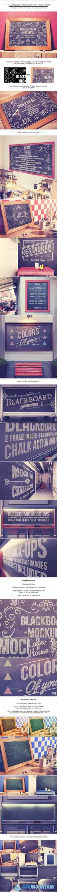 Blackboard / Chalkboard Mock-ups with Chalk Action 10799470