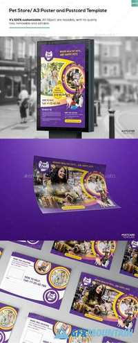 Pet Store/ A3 Poster and Postcard Template 16893931