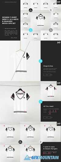 V-& O-Neck Tshirt & Hangers Mock-ups 1720974