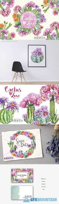 Cactus watercolor clip art 1707091