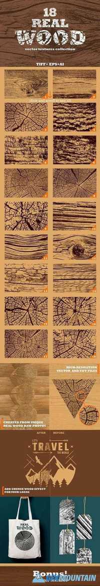18 Real Wood Vector Textures 1645222