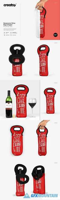 Neoprene Wine Bag Single Mockup Set 1721902