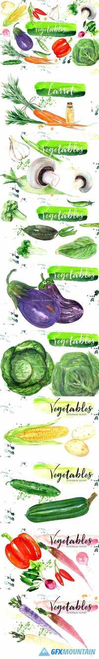 Vegetables Watercolor clipart 1739181