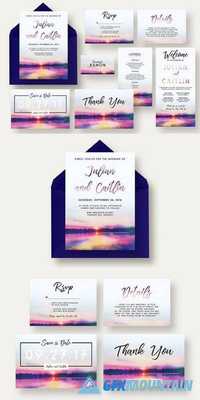 Sunset Lake Wedding Invitation Suite 1664168