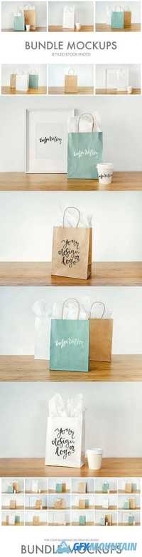 Mockups bags, cups and frames 1674545