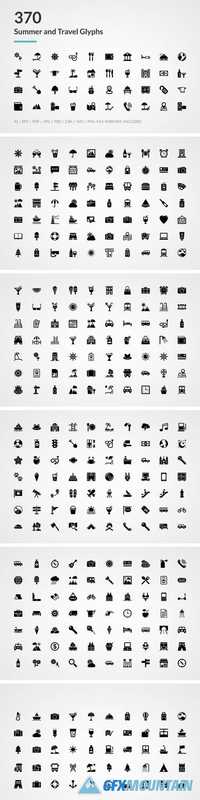 370 Summer and Travel Glyph Icons 1605671