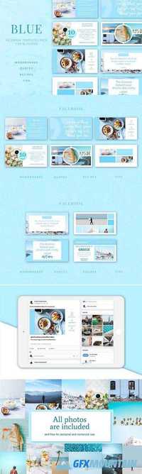 Blue | Facebook post templates pack 1740179