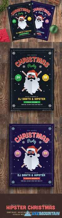 Hipster Christmas Party Flyer 19082268
