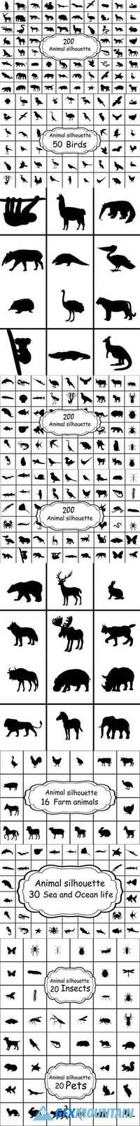 SET 200 SILHOUETTES ANIMALS - 1973806