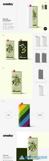Olive Oil Tin Container Mockup Set 2036947