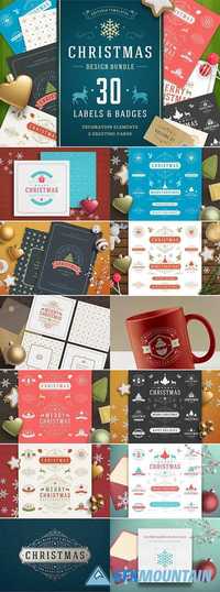 CHRISTMAS 30 LABELS AND BADGES 1920719