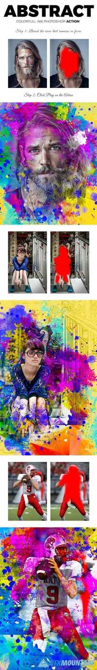 Abstract ColorFull Ink Photoshop Action 20966392