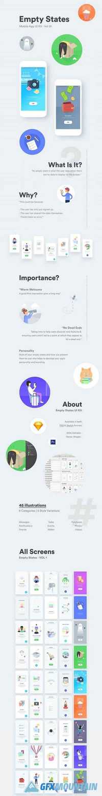 Empty States - Vol 01 - Mobile App UI Illustrations Kit