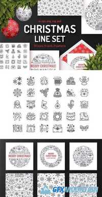 Christmas Line Set Icons, Patterns 2097084