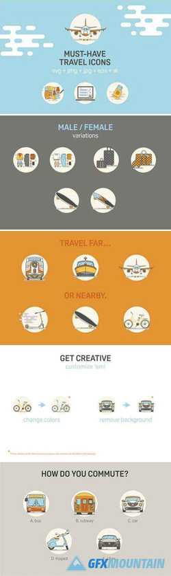 DETAILED CUSTOMIZABLE TRAVEL ICONS 2122470