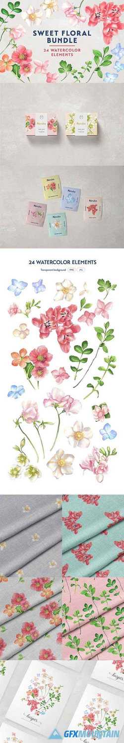 Sweet Floral Watercolor Bundle 2111271