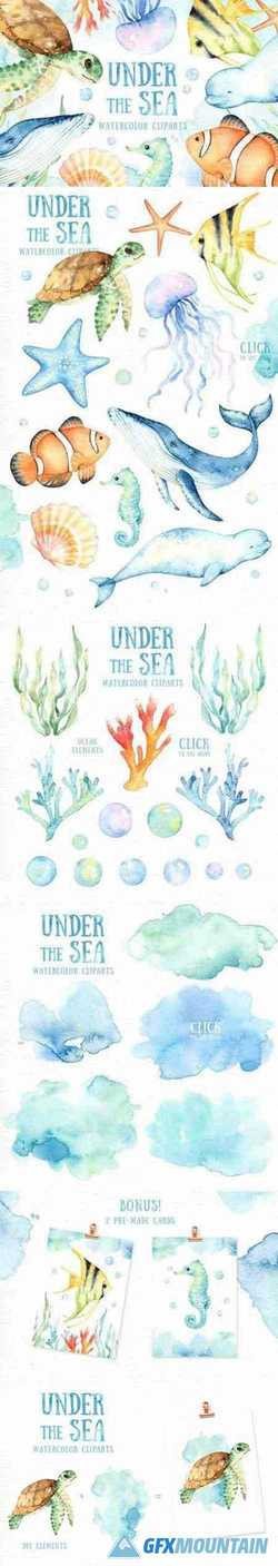 Under the Sea Watercolor Cliparts 2228491