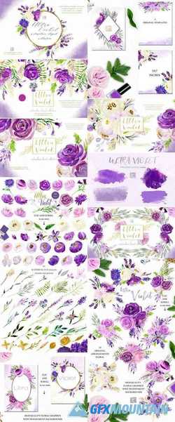 Ultra violet watercolor flowers 2257826