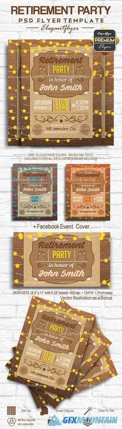 Retirement Party – Flyer PSD Template + Facebook Cover