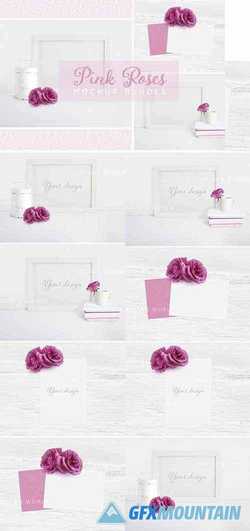 Pink Roses Quote Mockup bundle 1554235