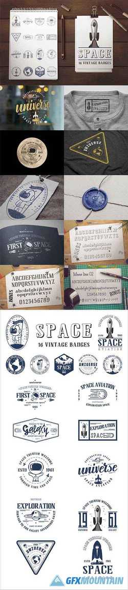Space badge + 3 fonts.