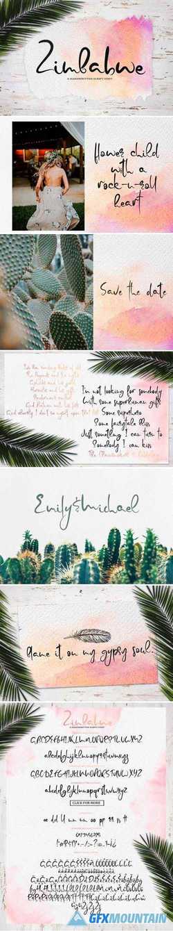 Zimbabwe A handwritten script font 2545080