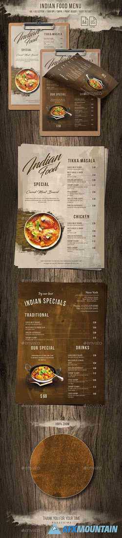 Indian A4 & US Letter Single Page Food Menu 20691932