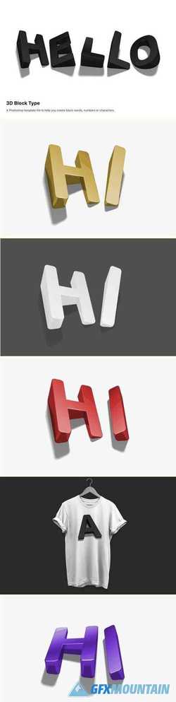 3D Block Typo 135 psd