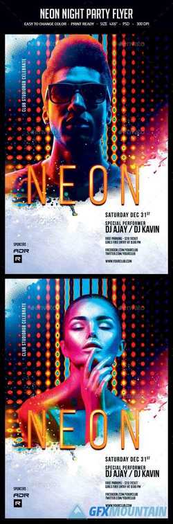 Neon Night Party Flyer 22625035