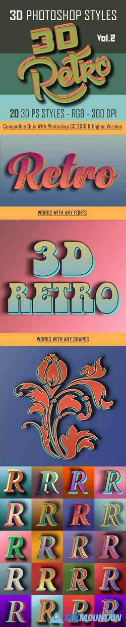 20 3D Retro Photoshop Styles asl Vol.2 22813719