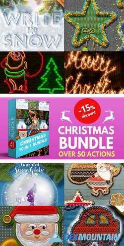 10 IN 1 CHRISTMAS PHOTOSHOP ACTIONS BUNDLE - 22793168